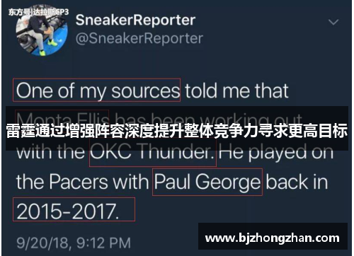 雷霆通过增强阵容深度提升整体竞争力寻求更高目标